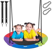 VIVOHOME Saucer Tree Swing, 41" inch Swing with 900D Oxford Waterproof, 2 Hanging Straps, 600lbs Support for Kids, Adults (Multicolour) - X002HX5CTD